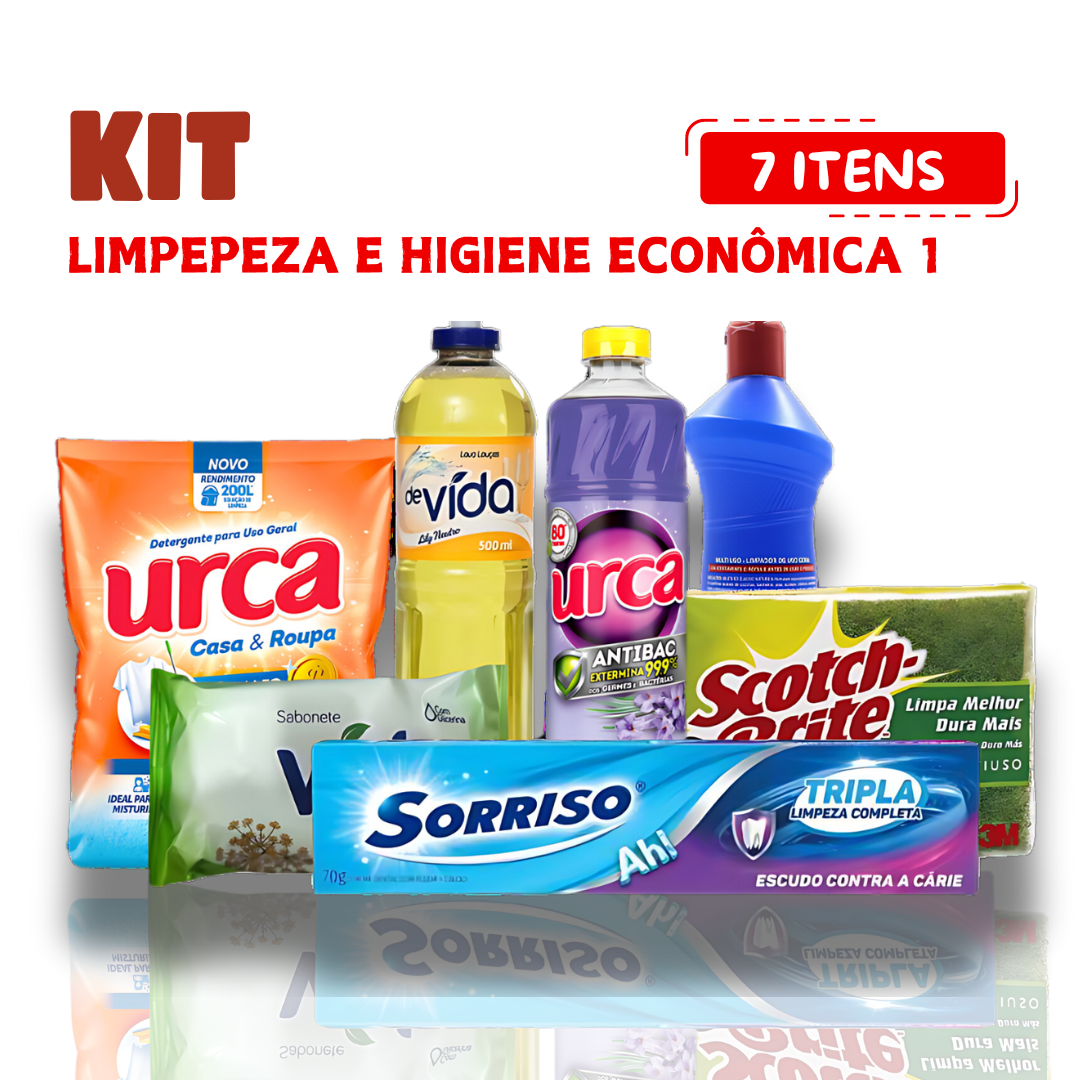 KIT LIMPEZA E HIGIENE ECONÔMICA:  1  R$ 28,50